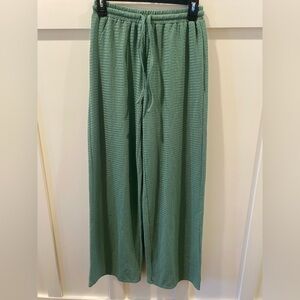 Vici Sage Green Textured Wide Leg Pants
